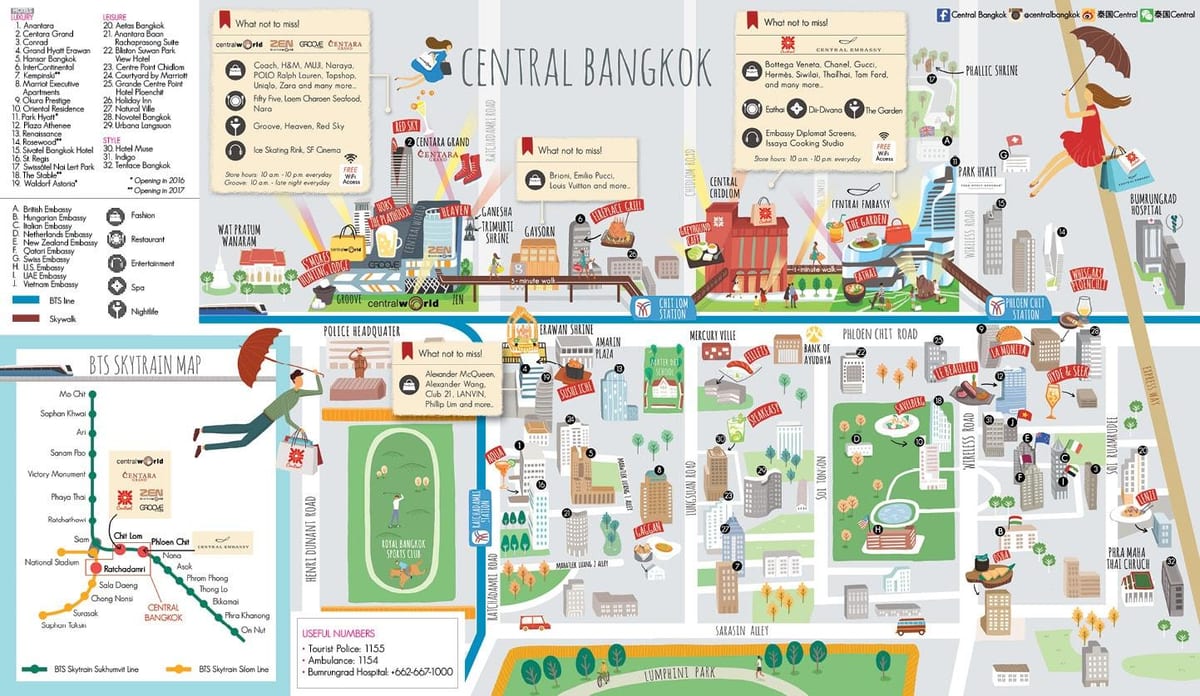 ticarət mərkəzi xəritədə Bangkok