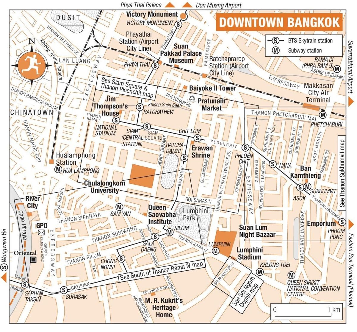 downtown Bangkok xəritəsi