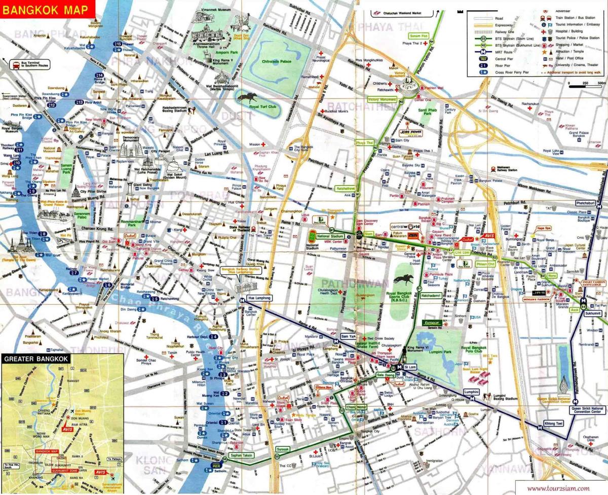 turizm xəritəsi Bangkok ingilis dili