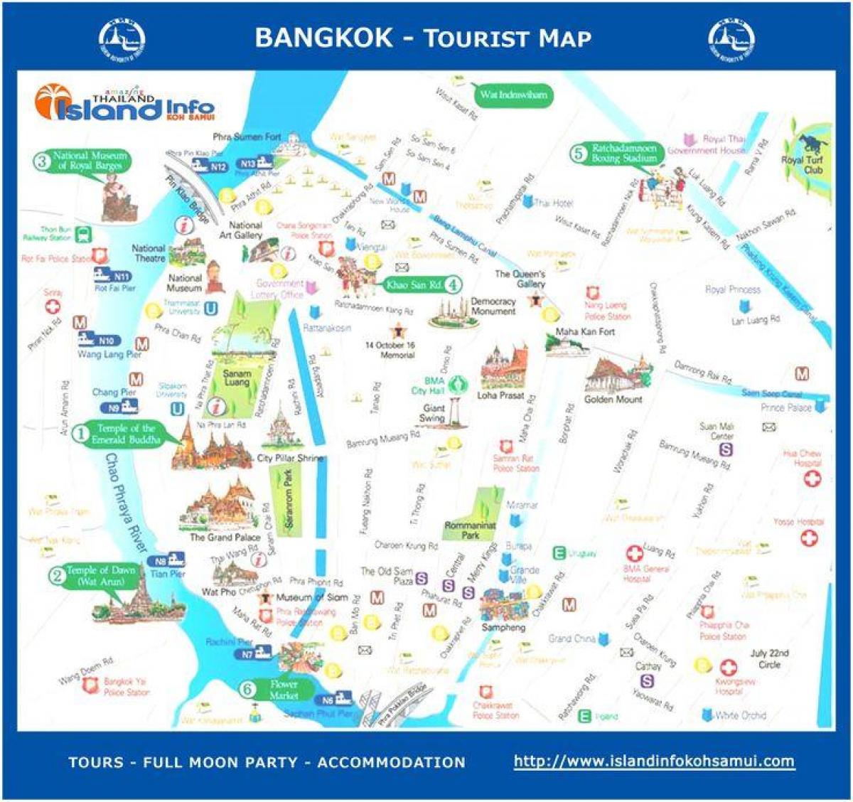 Bangkok, Thailand turist xəritəsi