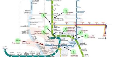 Kart Bangkok BTS xəritəsi, görməli yerləri ilə