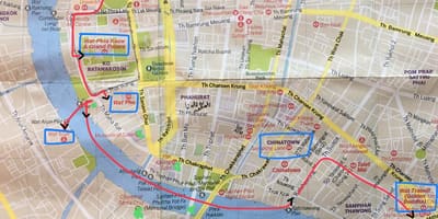 Bangkok köhnə şəhərin xəritəsi